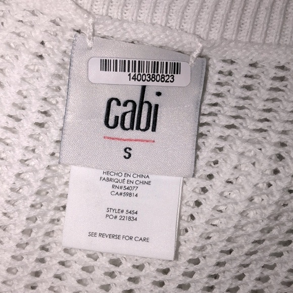 Cabi size small white open knit cotton sweater top - Picture 3 of 4